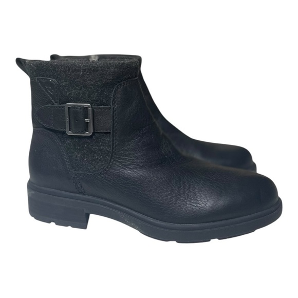 Ugg Women’s Harrison Black Stout Leather Moto Boots - Picture 1 of 11